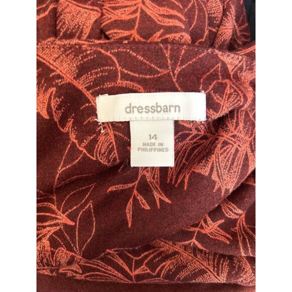 Vintage Dress Barn Red Orange Fall Floral Midi Baby Doll Dress Size 14 Fallcore - Picture 4 of 6